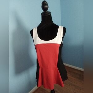 ♥️🤍💙 Womens Express Red White Blue Colorblock Tank Top Size Large Vintage Feel